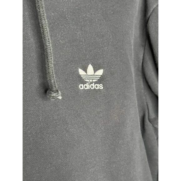Adidas Embroidered Logo Black Hooded Drawstring Hoodie Long Sleeves Logo Size L - Picture 4 of 5